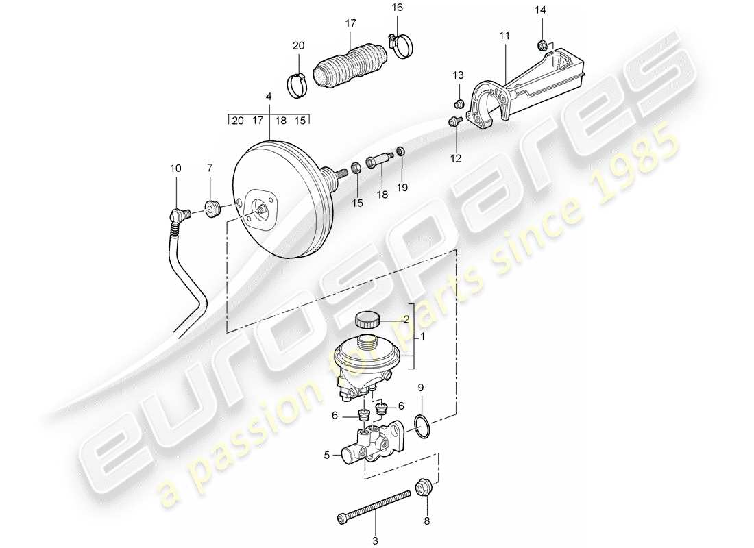 porsche 997 gt3 (2010) bremszylinder ersatzteildiagramm