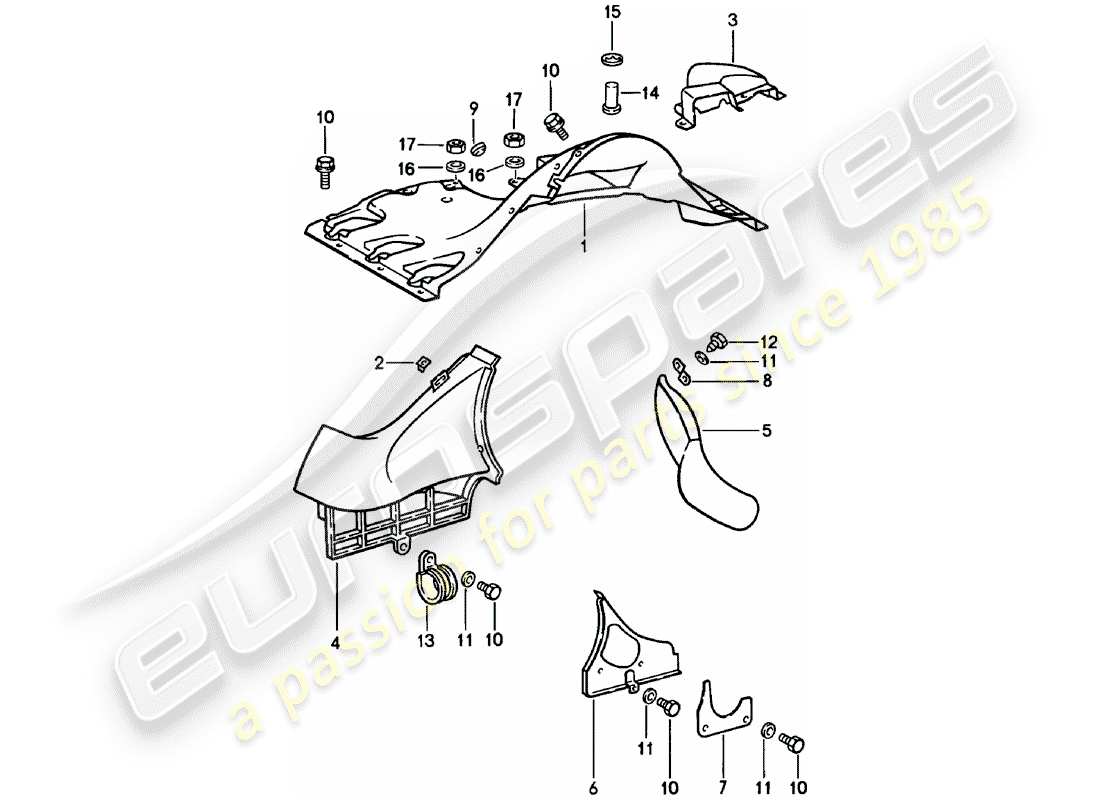 porsche 1982 (911) luftkanal teilediagramm
