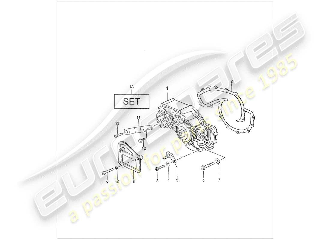 porsche 1992 (928) wasserpumpe teilediagramm