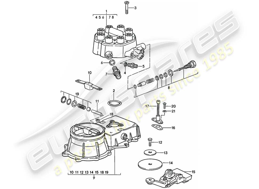 porsche 1979 (928) k-jetronic - 1 - gemischsteuergerät teilediagramm