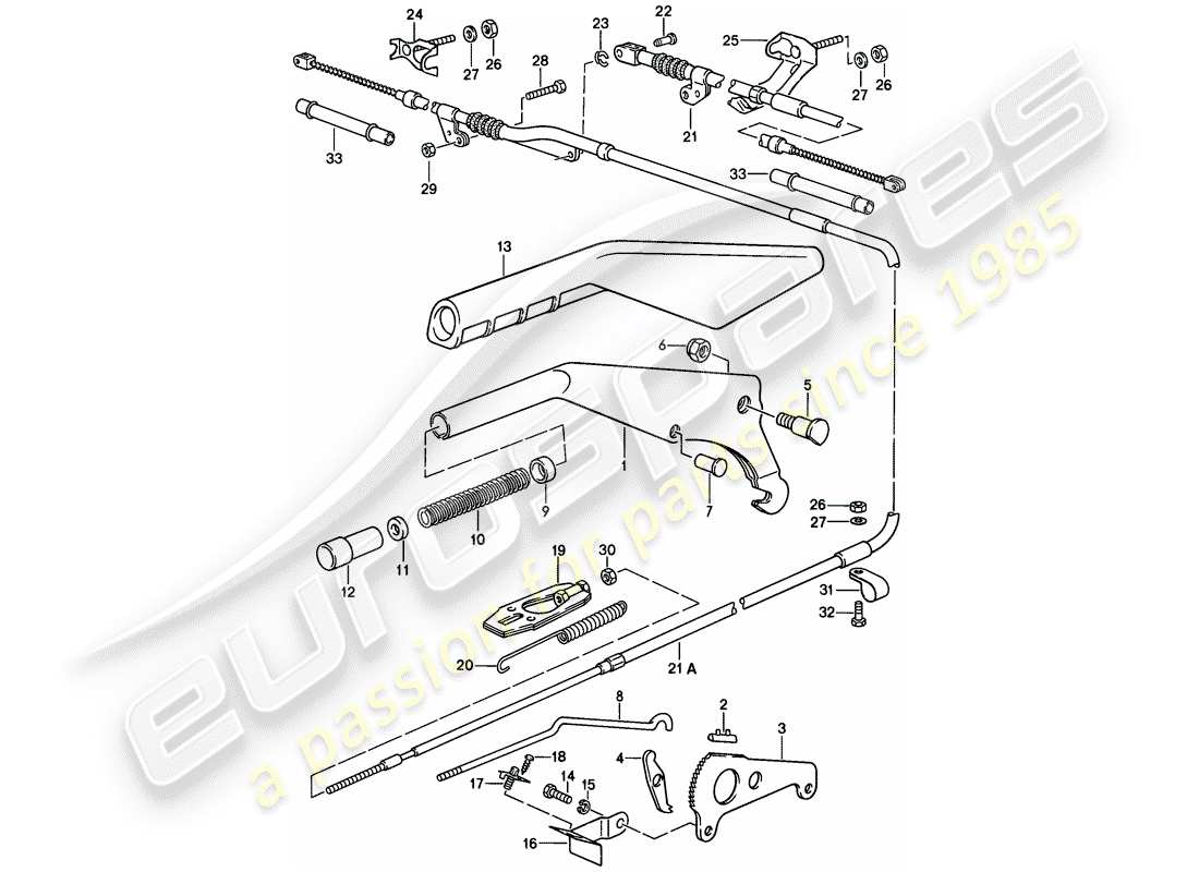 porsche 1979 (928) stellantrieb - handbremse teilediagramm