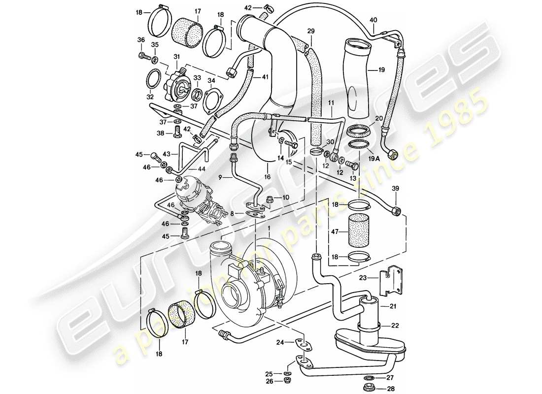 porsche 1989 (911) turbolader teilediagramm