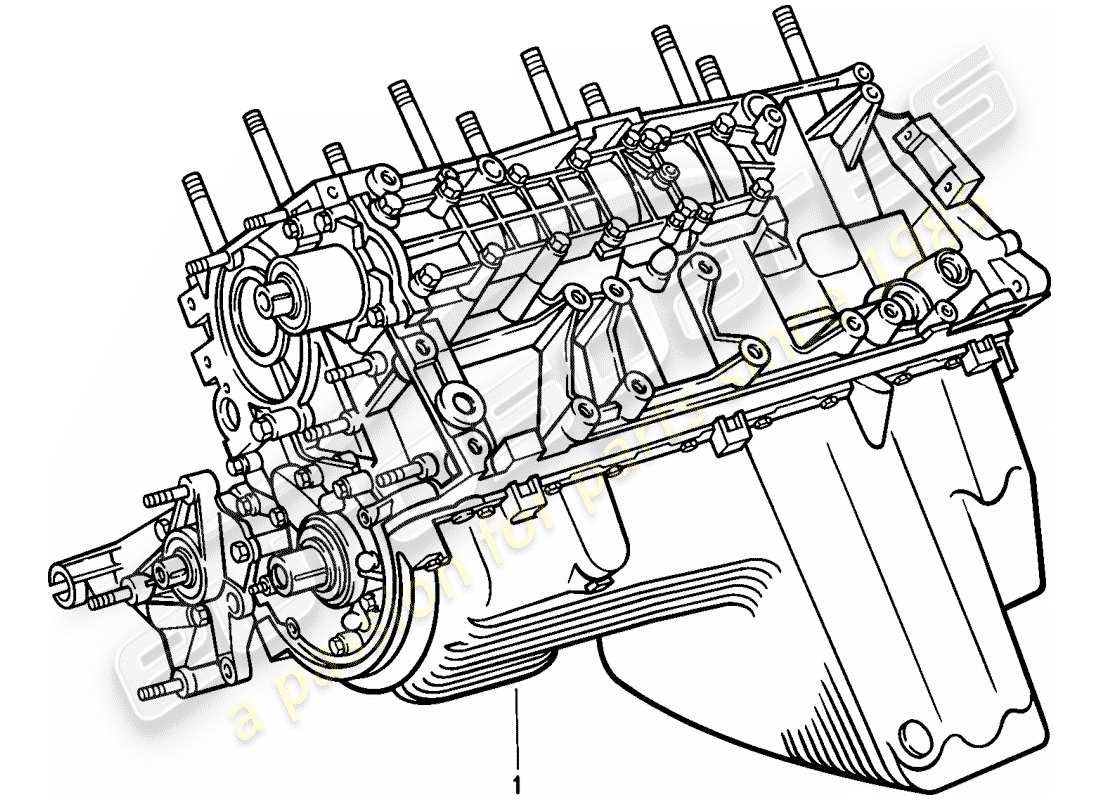 porsche 1988 (944) ersatzmotor - kurzmotor - kurbelgehäuse teilediagramm