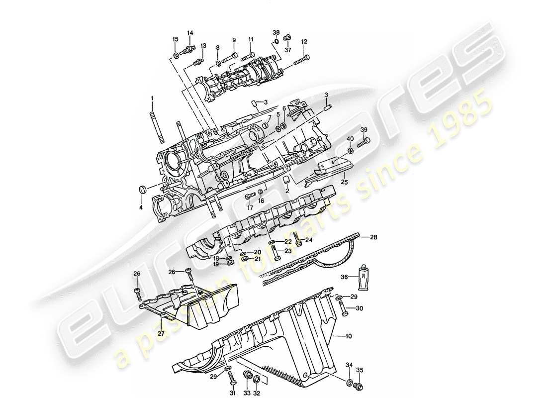 porsche 1988 (944) kurbelgehäuse - befestigungselemente - d >> - mj 1986 ersatzteildiagramm