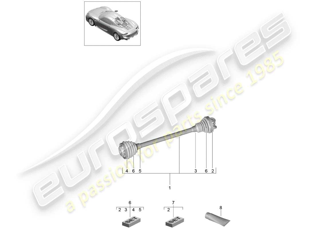 porsche 2015 (918 spyder) antriebswelle teilediagramm