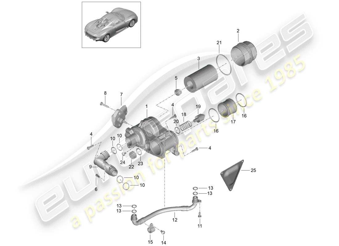 porsche 918 spyder (2015) ölfilter ersatzteildiagramm