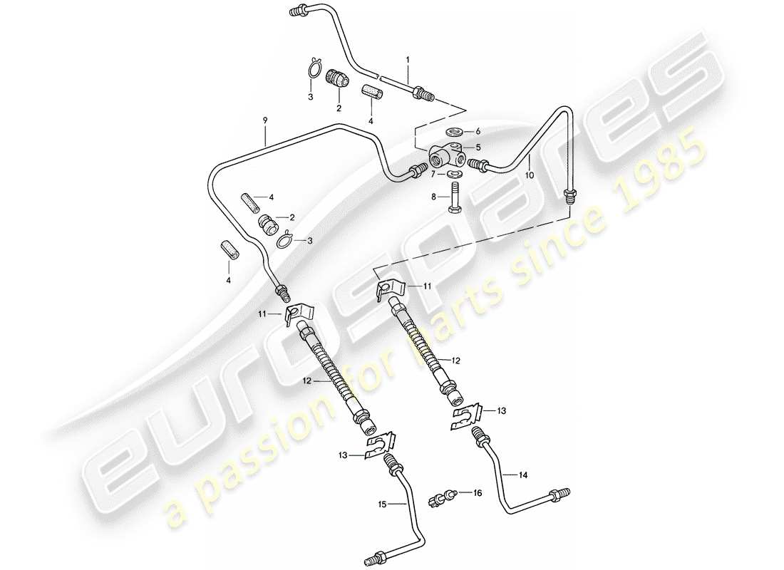 porsche 1989 (911) bremsleitung ersatzteildiagramm