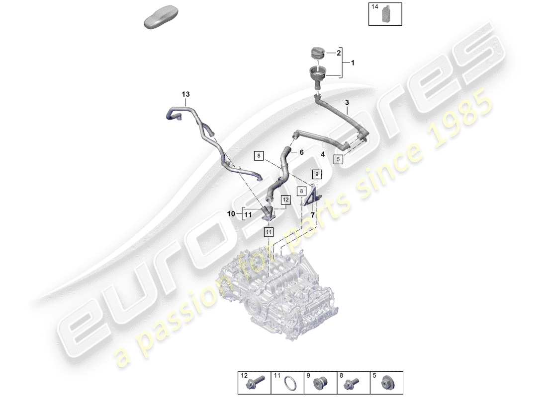 porsche 2020 (718 boxster spyder) motor (öldruck/schmierung) teilediagramm