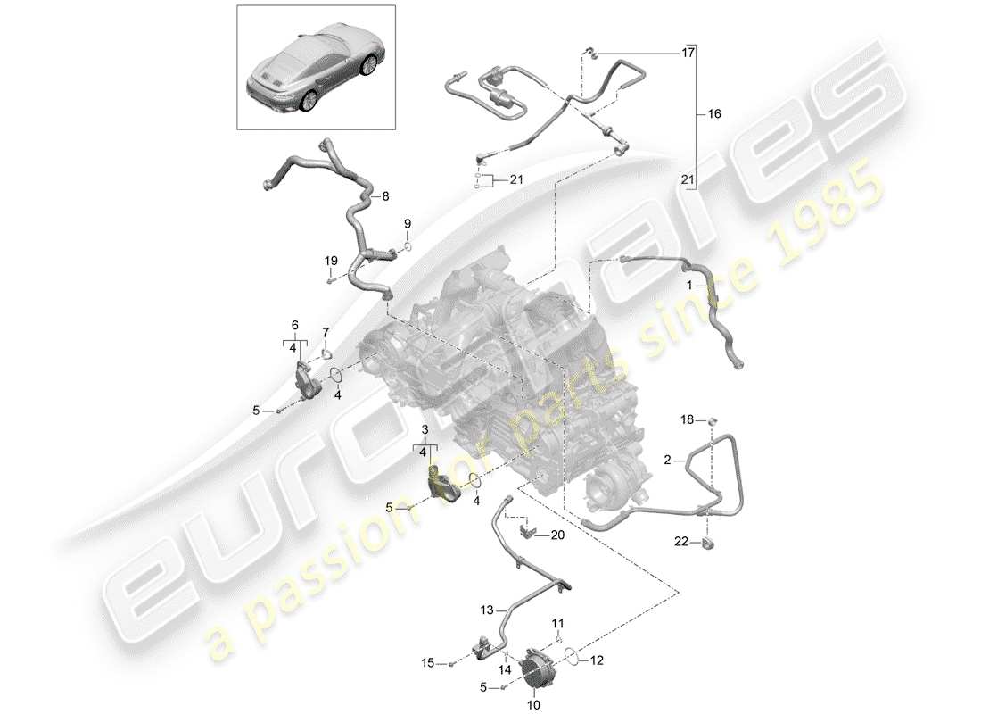 porsche 2016 (991-1 turbo) kurbelgehäuse-teilediagramm