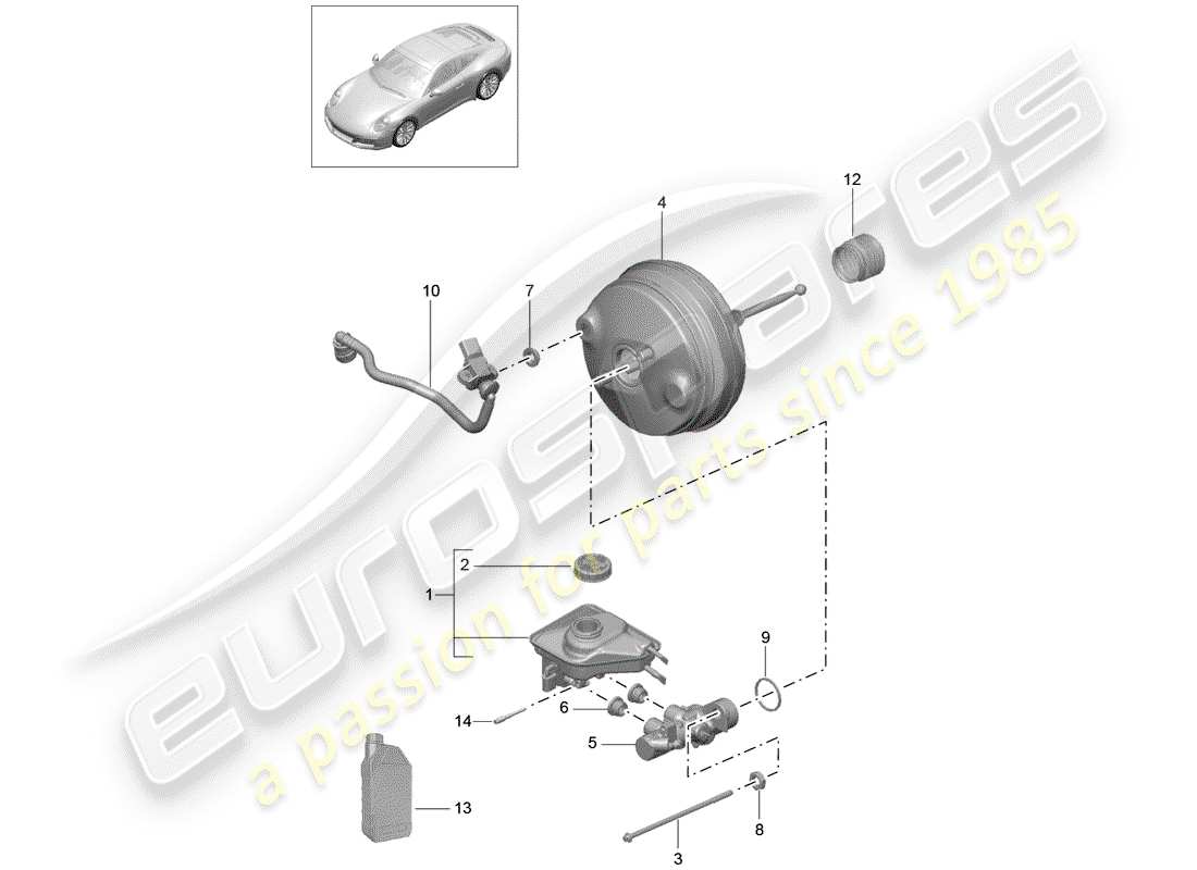 porsche 2018 (991-2) bremszylinder ersatzteildiagramm