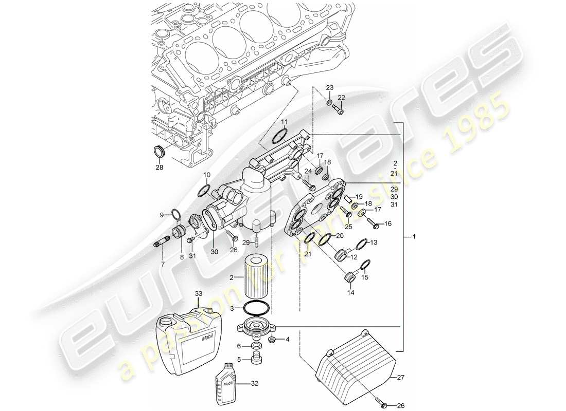 porsche 2005 (carrera gt) ölfilter - halterung - heizkern ersatzteildiagramm