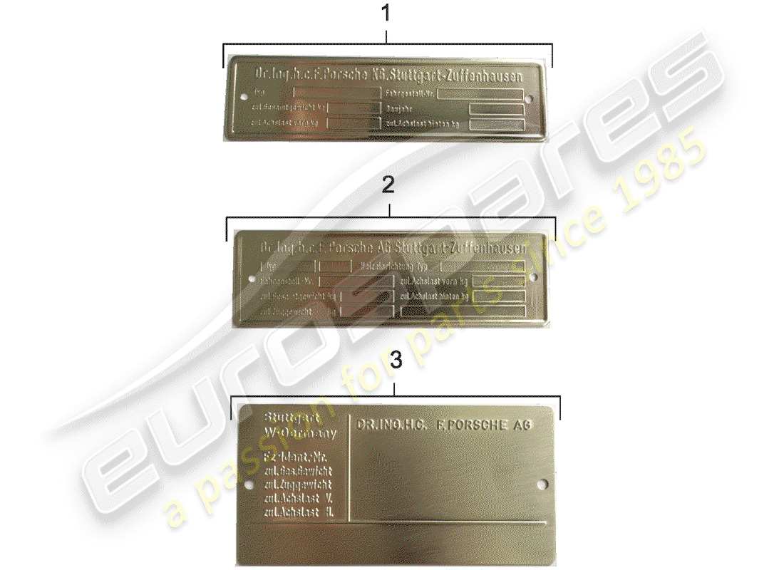 porsche 1992 (928) typenschild teilediagramm