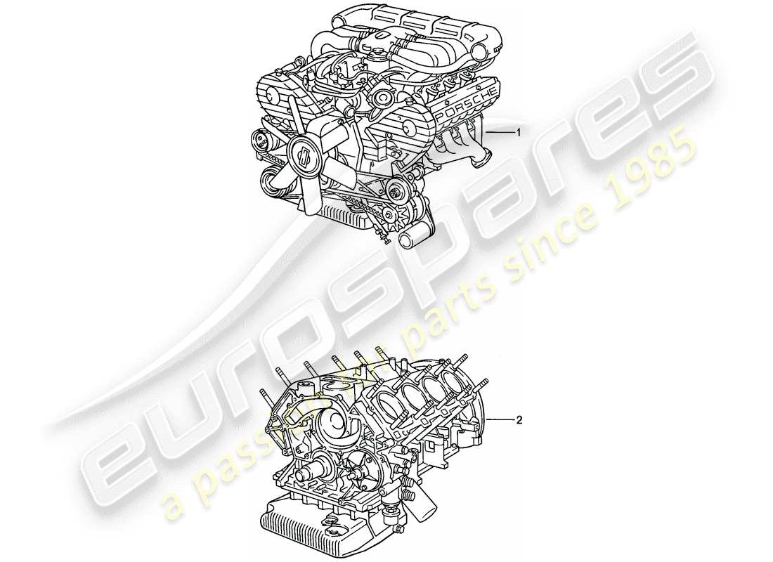porsche 1983 (928) austauschmotor teilediagramm