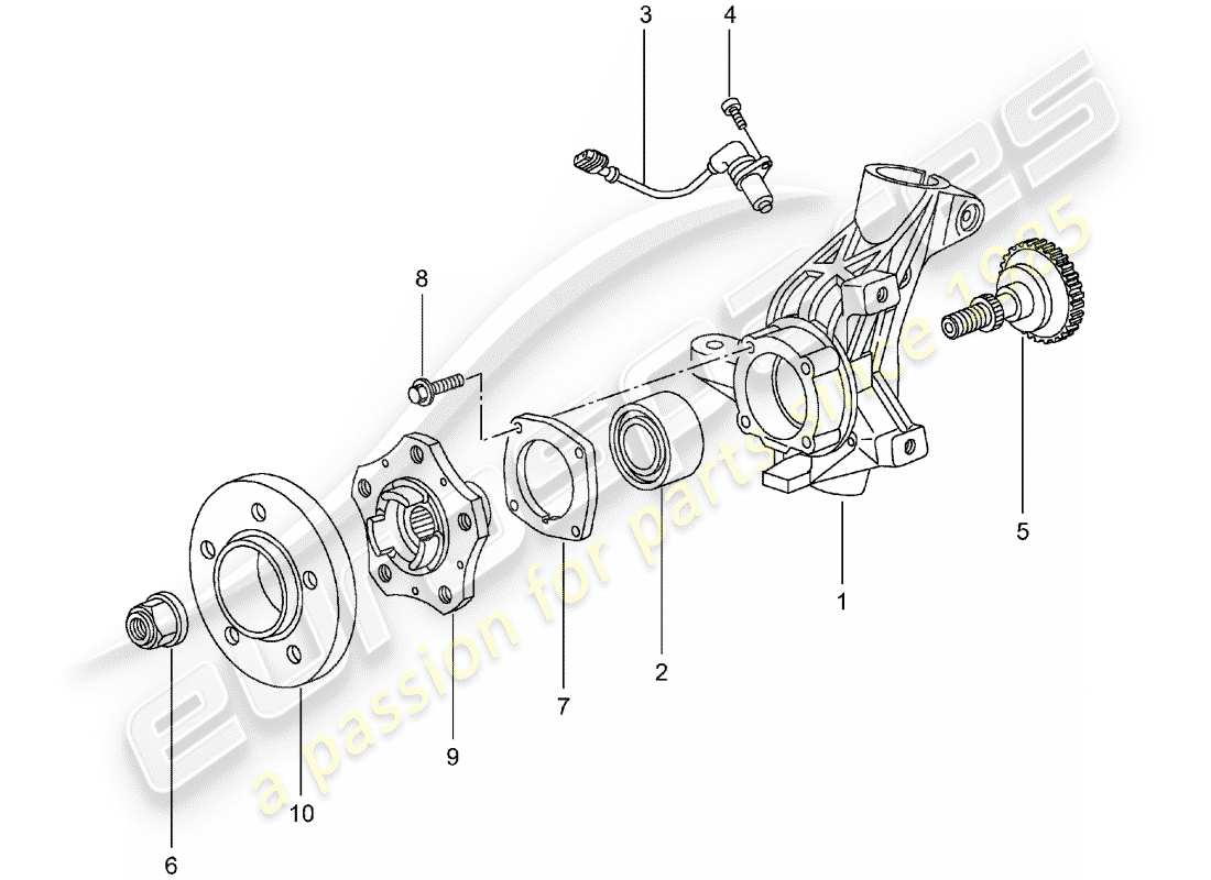 porsche 2002 (986 boxster) radträger - radnabe teilediagramm