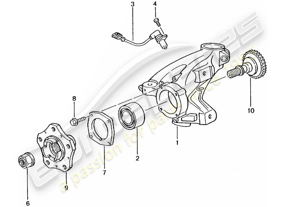 porsche 2002 (996 turbo / gt2) radträger - radnabe ersatzteildiagramm