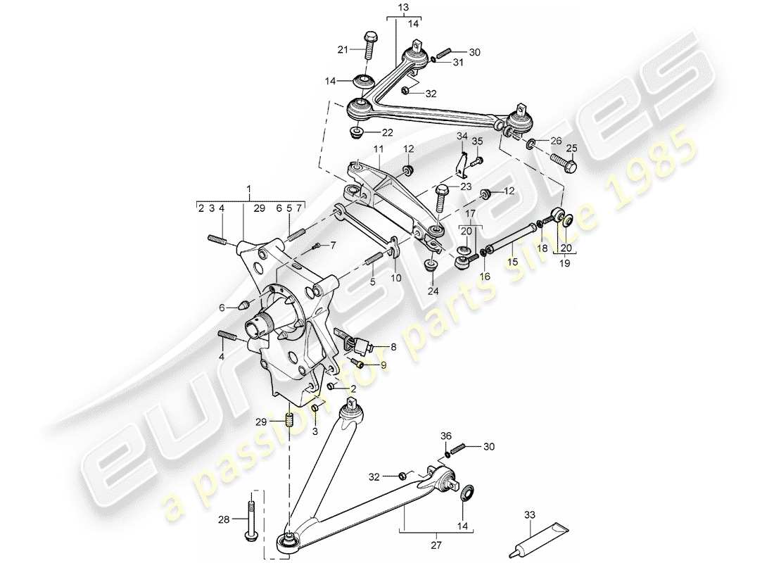 porsche 2005 (carrera gt) hinterachse - radträger - querlenker - radnabe teilediagramm
