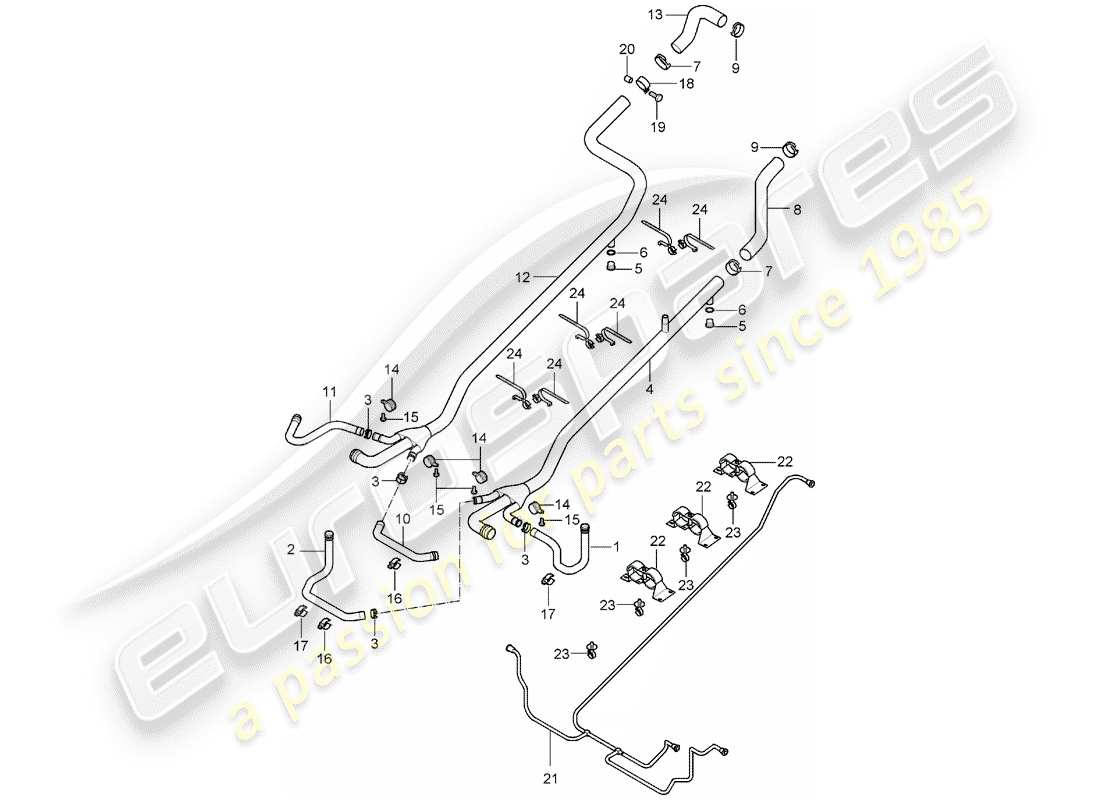porsche 2005 (carrera gt) wasserkühlung 1 ersatzteildiagramm