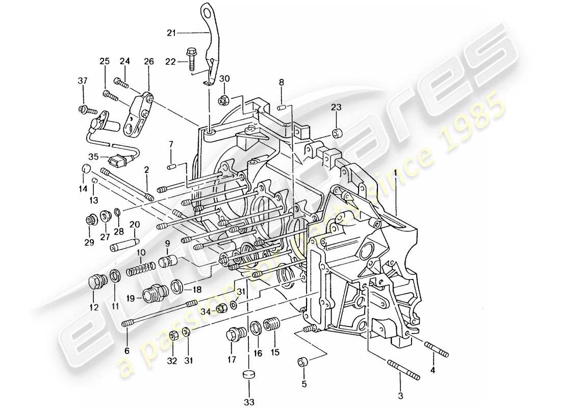 porsche 2005 (996 turbo / gt2) kurbelgehäuse-teilediagramm