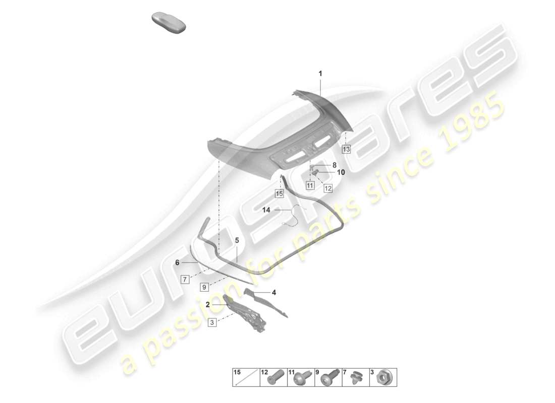 porsche 2019 (992-1) verdeckkastenabdeckung teilediagramm
