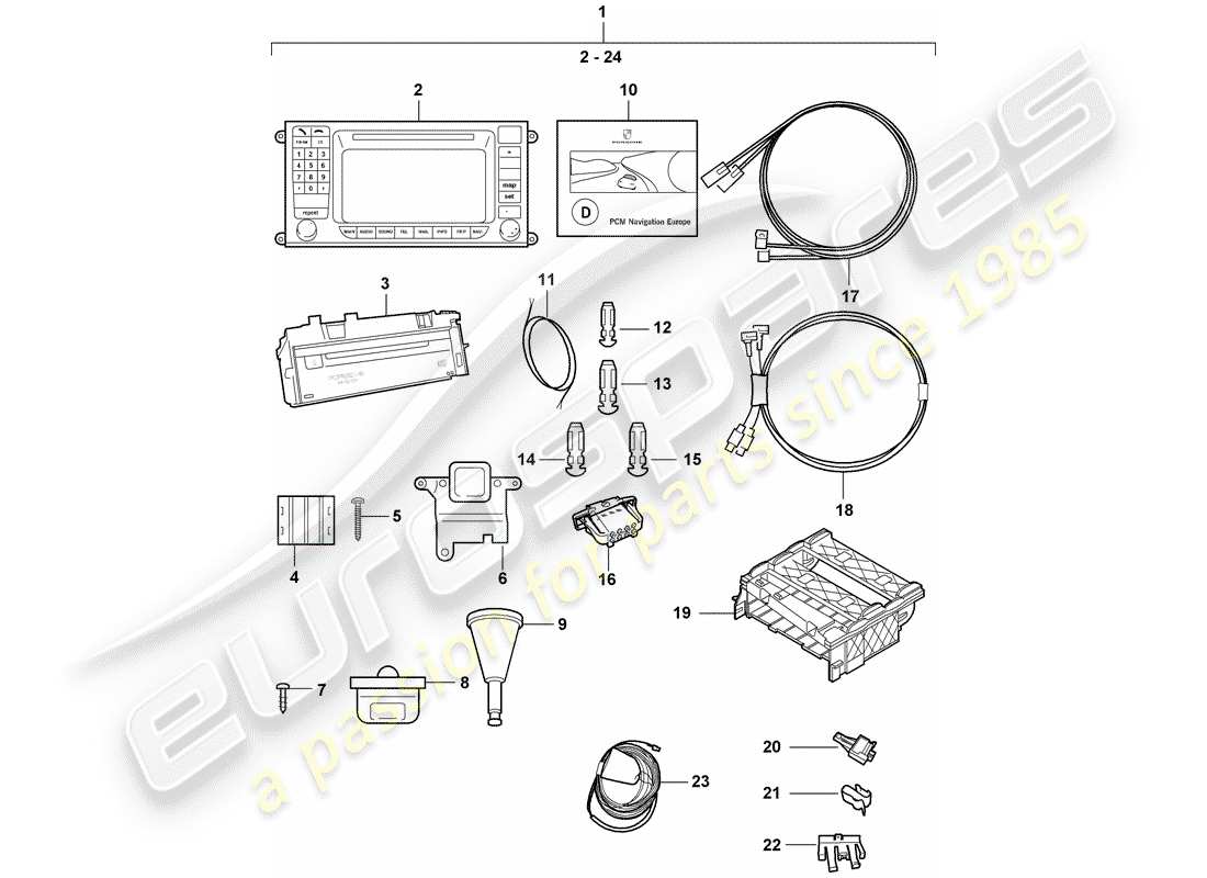 porsche 2003 (tequipment cayenne) navigationssystem teilediagramm