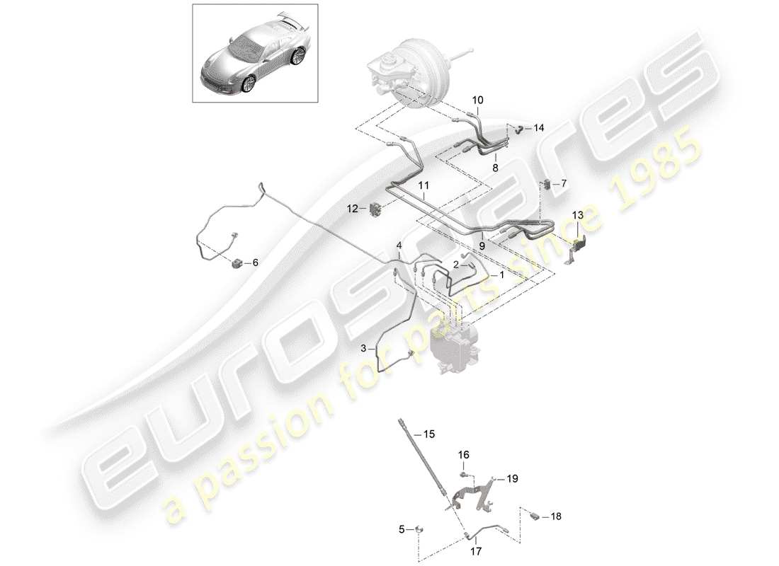 porsche 2017 (991-2 r/gt3/rs) bremsleitung ersatzteildiagramm