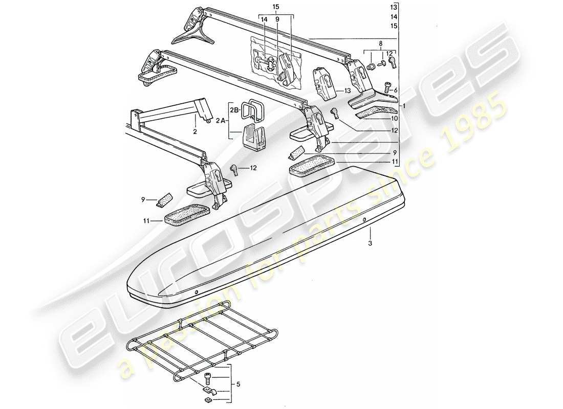 porsche 1988 (944) dachtransportsystem ersatzteildiagramm