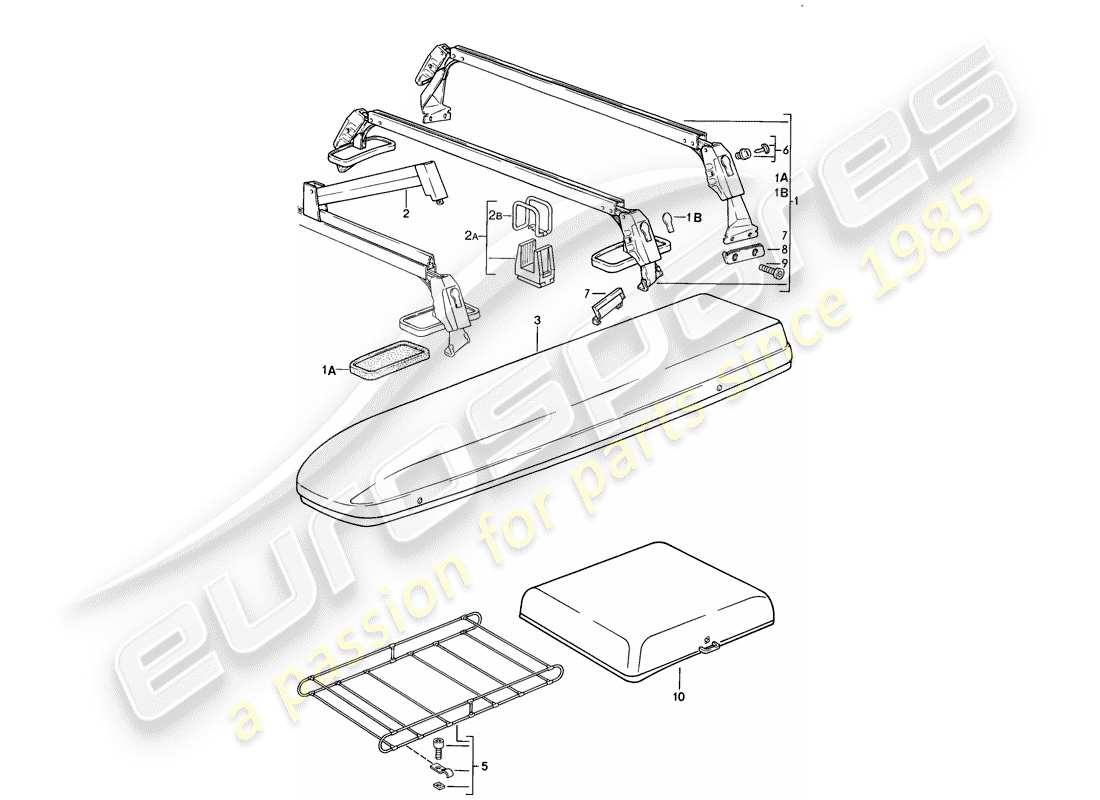 porsche 1983 (928) dachtransportsystem teilediagramm