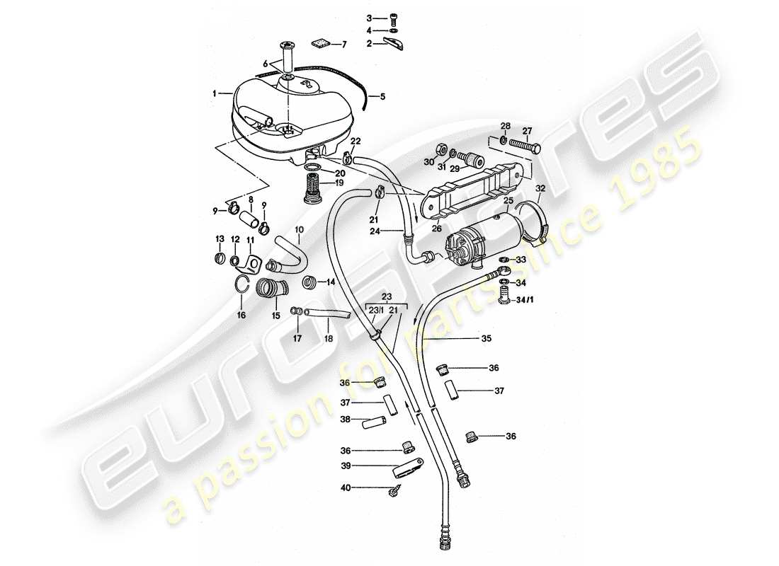 porsche 1977 (911 turbo) kraftstoffsystem - d - mj 1975>> - mj 1975 ersatzteildiagramm