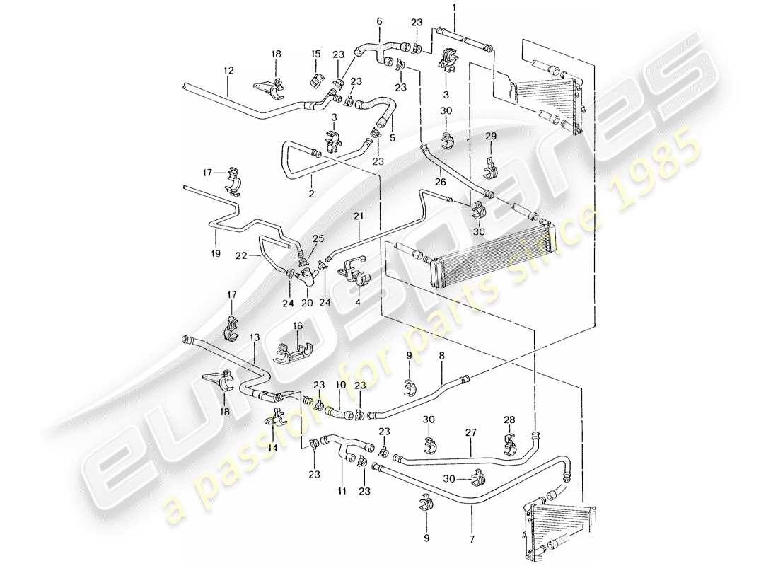 porsche 2001 (996 turbo / gt2) wasserkühlung 2 teilediagramm