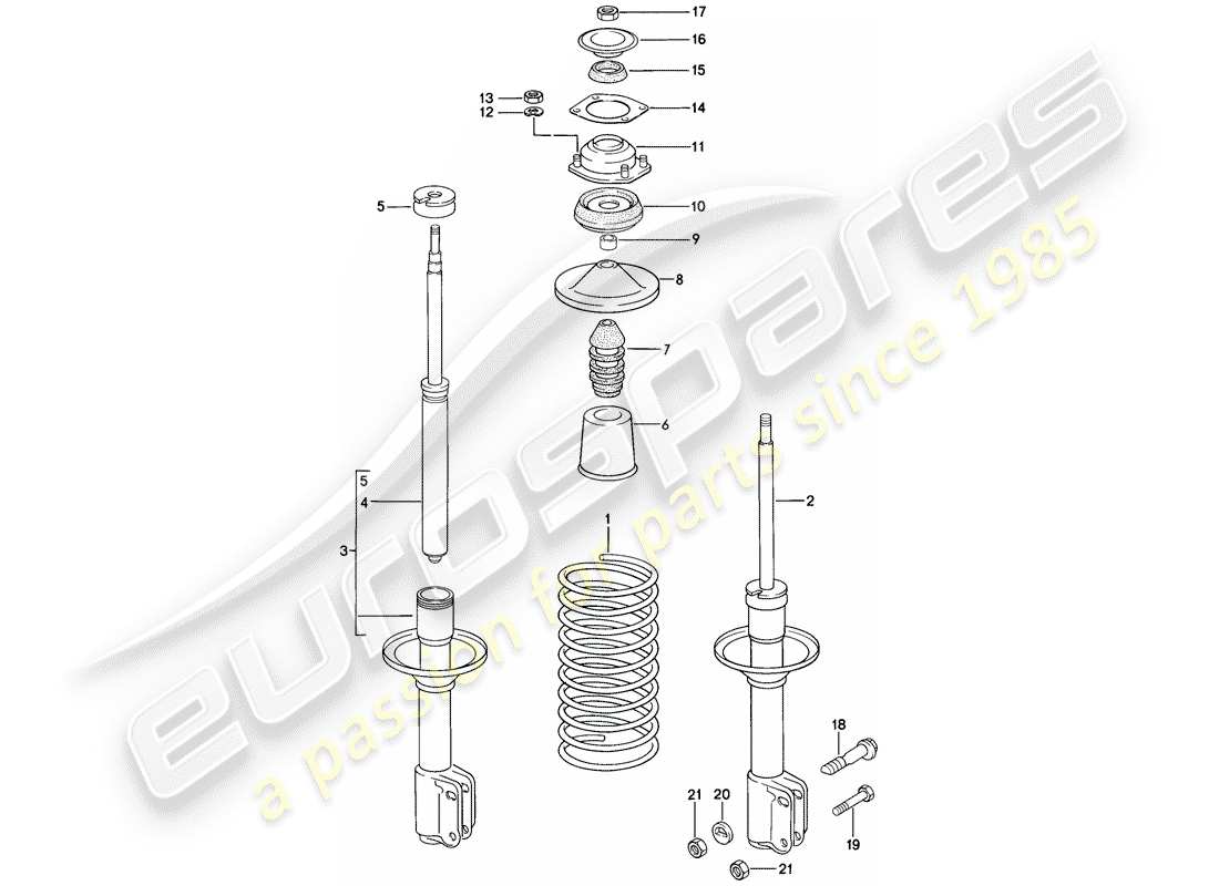 porsche 1976 (924) aufhängung - stossdämpfer ersatzteildiagramm