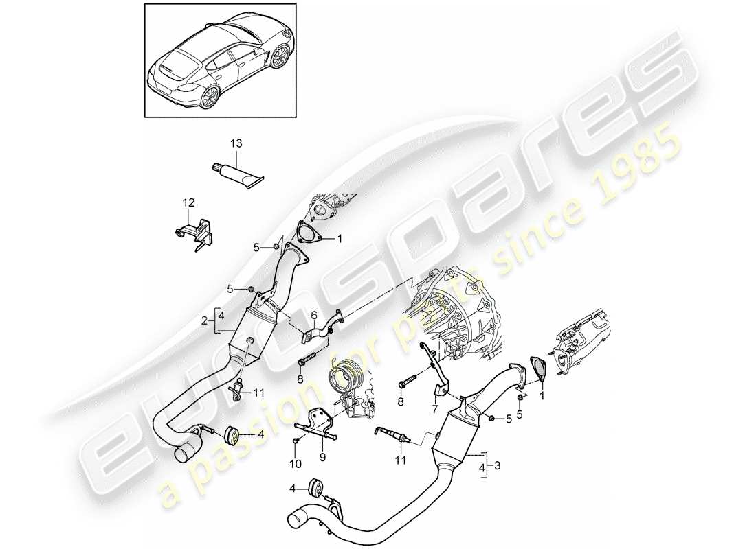 porsche 2016 (panamera 970) auspuffanlage teilediagramm