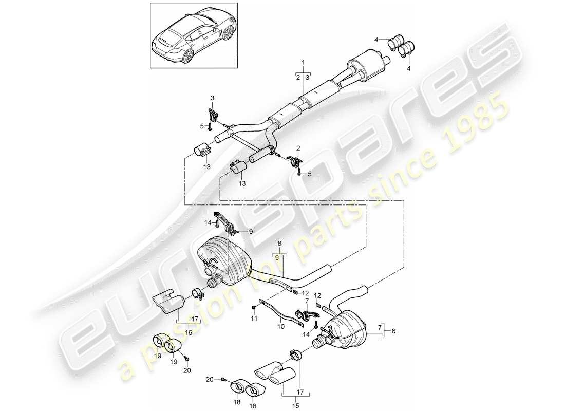 porsche 2013 (panamera 970) auspuffanlage teilediagramm