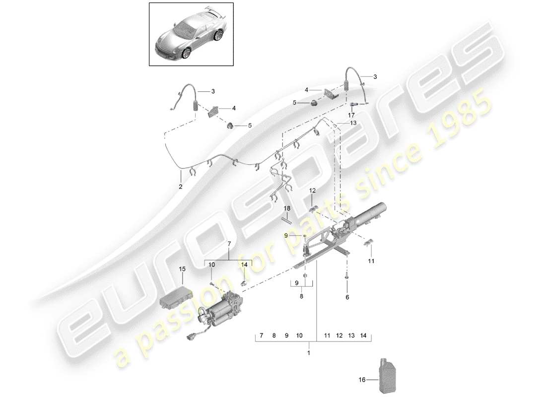porsche 2015 (991-1 r/gt3/rs) adaptive federung teilediagramm