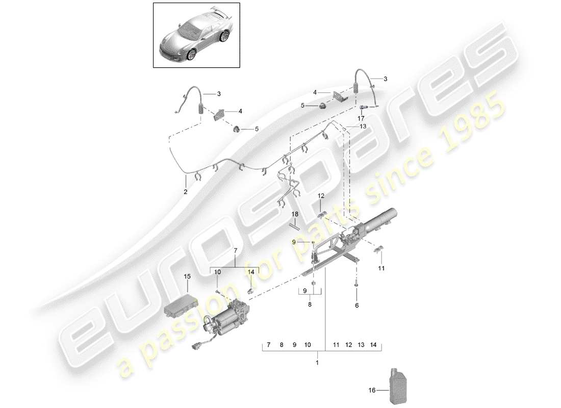 porsche 991r/gt3/rs (2015) adaptive suspension ersatzteildiagramm