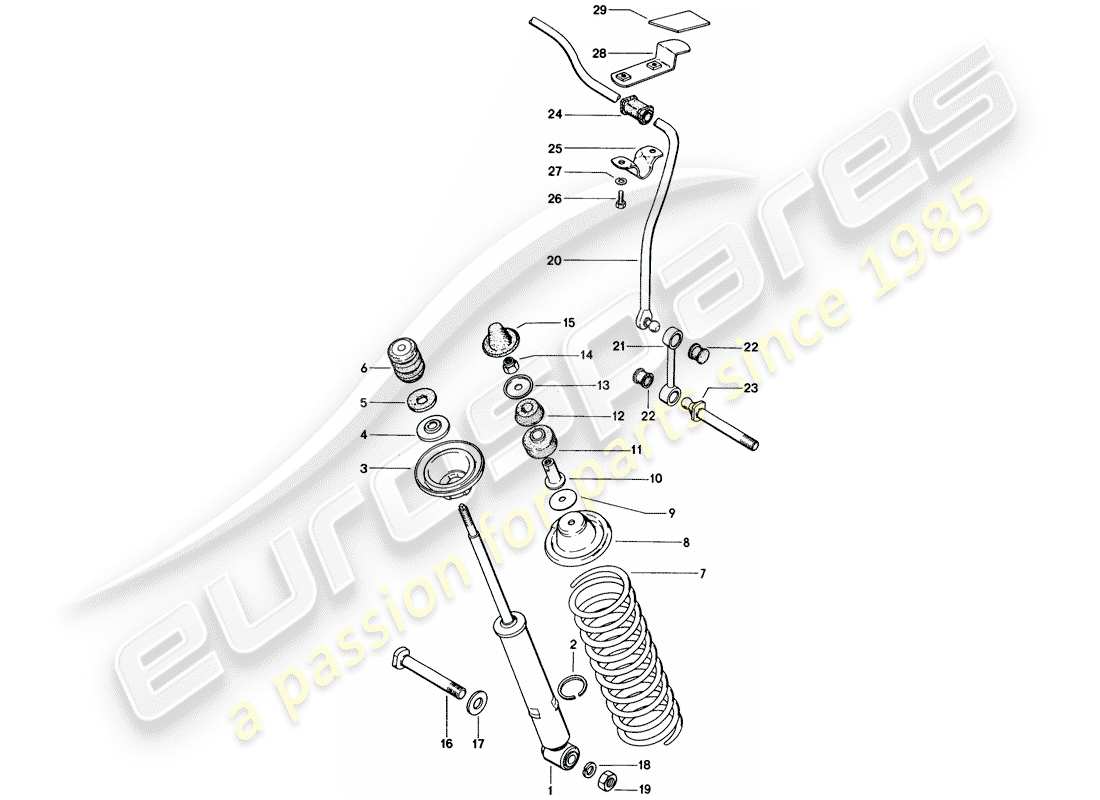 porsche 1974 (914) vibrationsdämpfer - stabilisator ersatzteildiagramm
