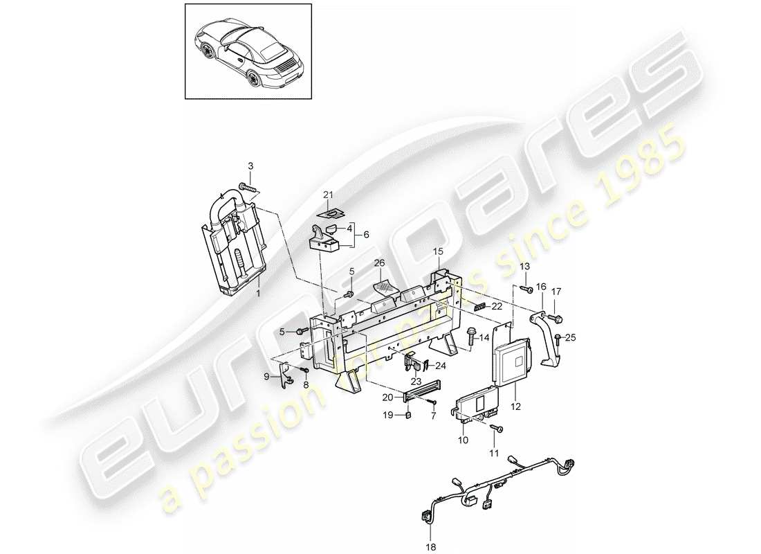 porsche 2011 (997-2) roll bar-ersatzteildiagramm