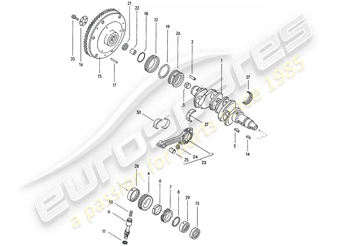 porsche 1971 (914) kurbelwelle teilediagramm