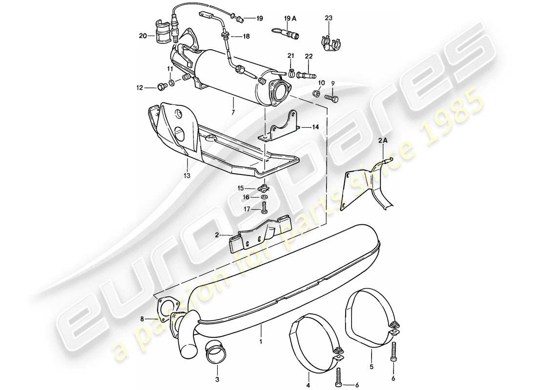 porsche 1989 (911) auspuffanlage teilediagramm