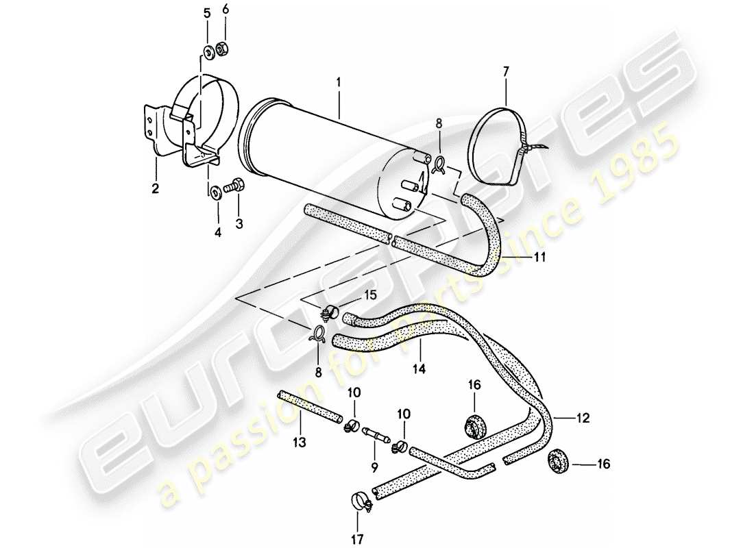 porsche 1989 (911) verdunstungsbehälter - teilediagramm