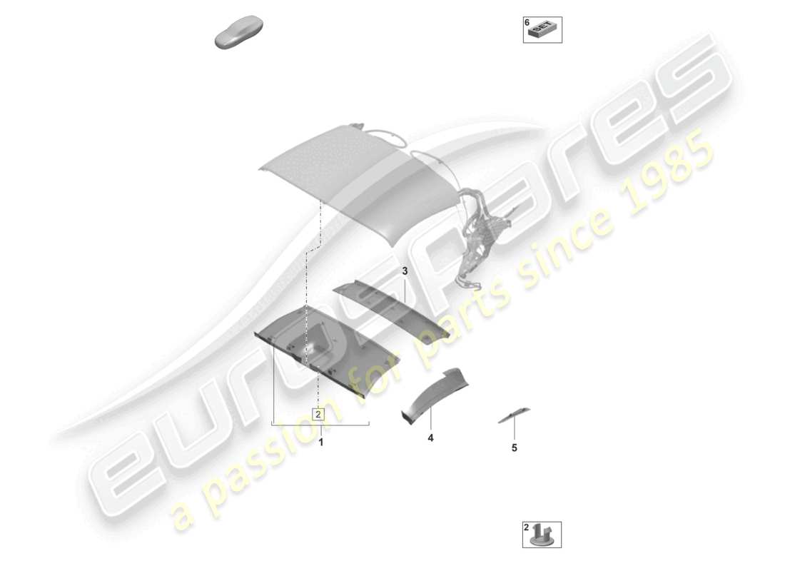porsche 2019 (992-1) cabrioverdeck-dachverkleidung teilediagramm