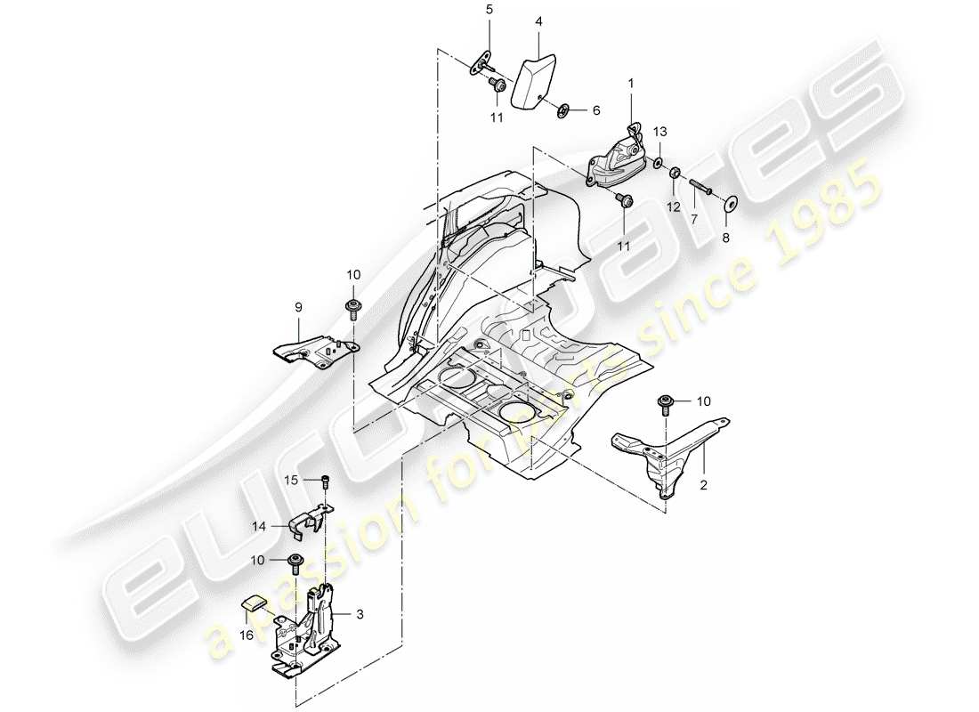 porsche 2008 (cayenne e1 9pa) sitzstütze ersatzteildiagramm