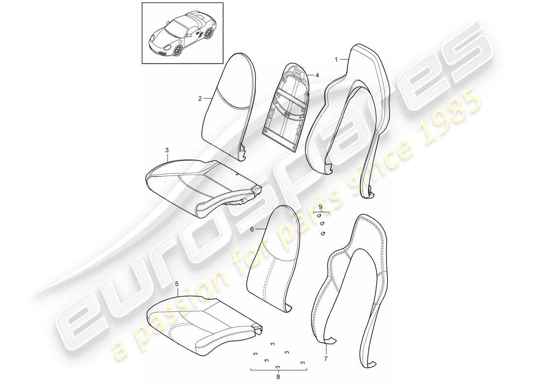 porsche 2010 (987 boxster) schaumteil teilediagramm
