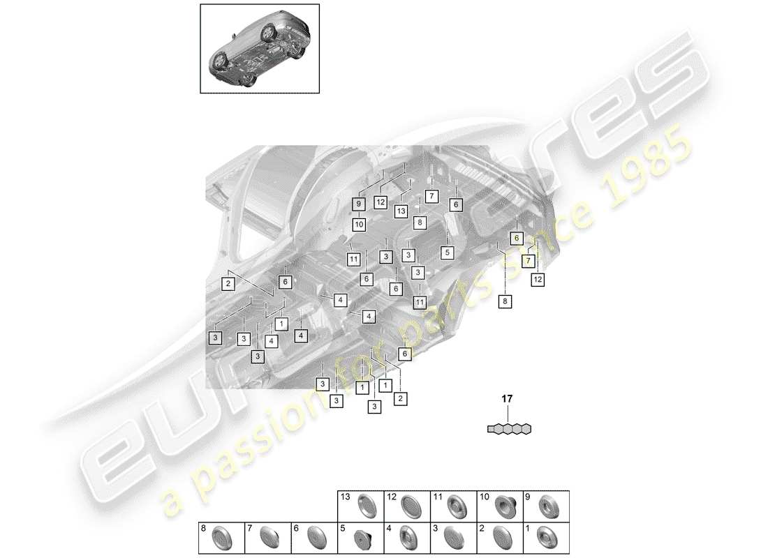 porsche 2020 (cayenne e3 9ya/9yb) plug-teilediagramm