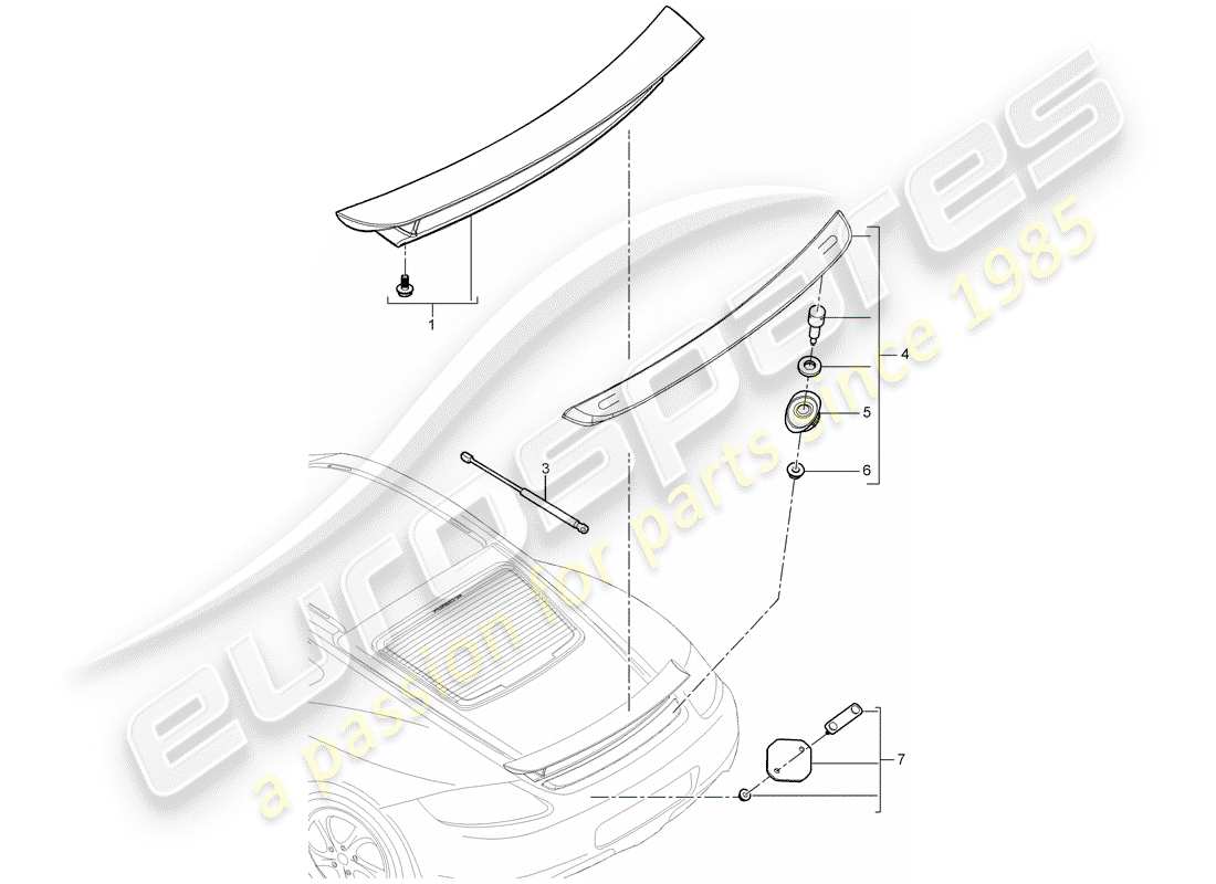 porsche 2008 (987 cayman) heckspoiler teilediagramm