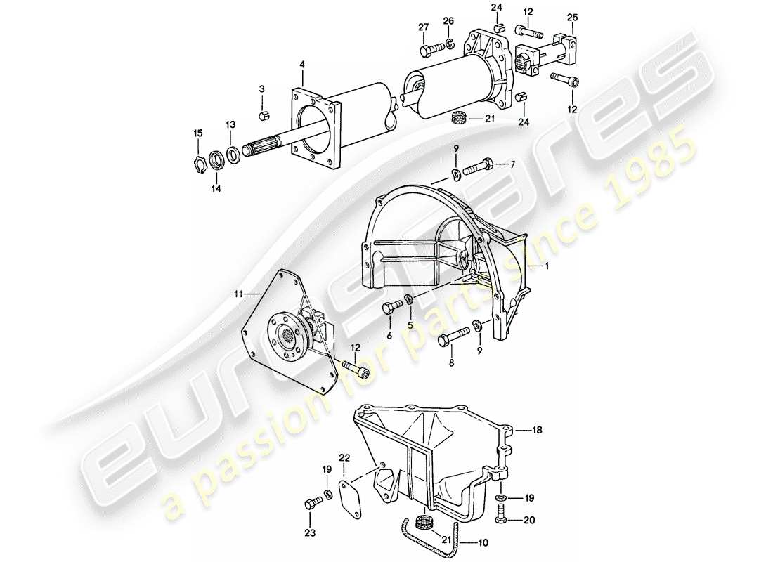 porsche 1985 (928) automatikgetriebe - zentralrohr ersatzteildiagramm