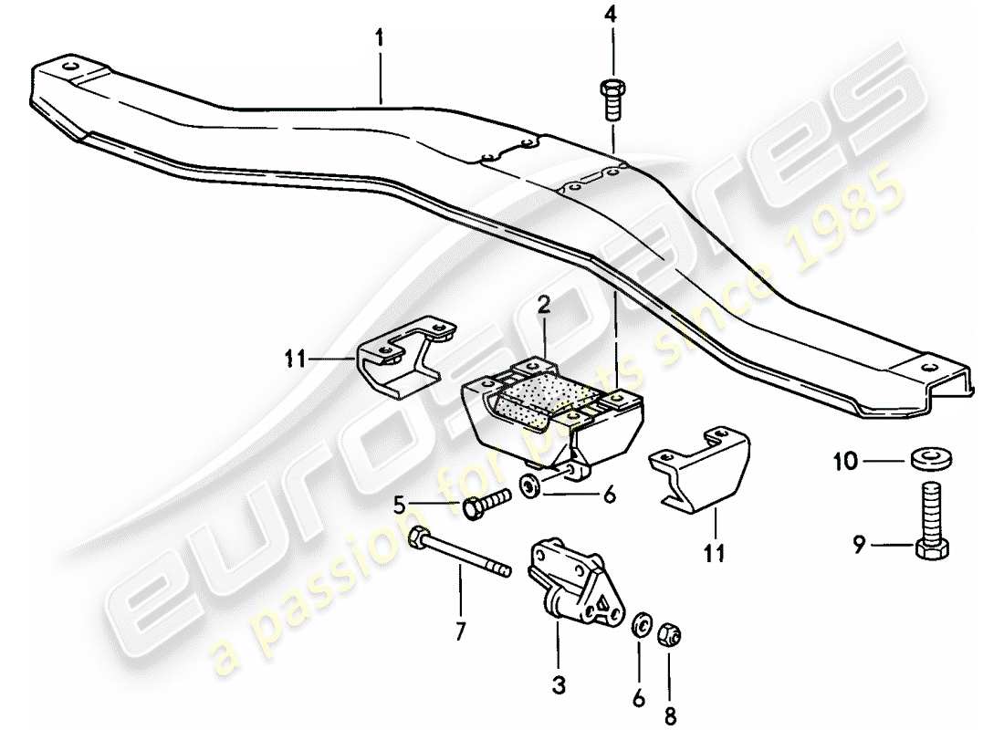 porsche 1988 (944) getriebeaufhängung - manuelles getriebe ersatzteildiagramm