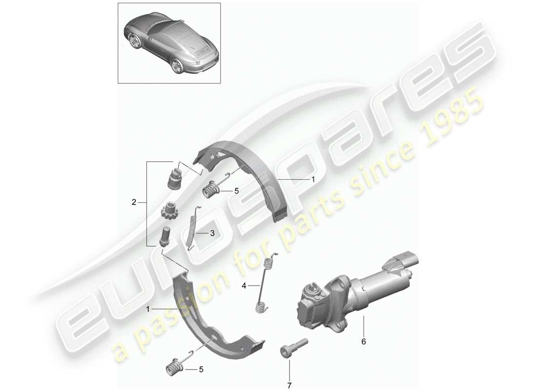 porsche 2012 (991-1) parkbremse ersatzteildiagramm