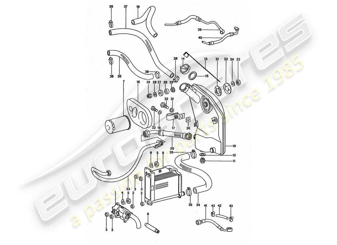 porsche 1976 (911 turbo) motorschmierung teilediagramm