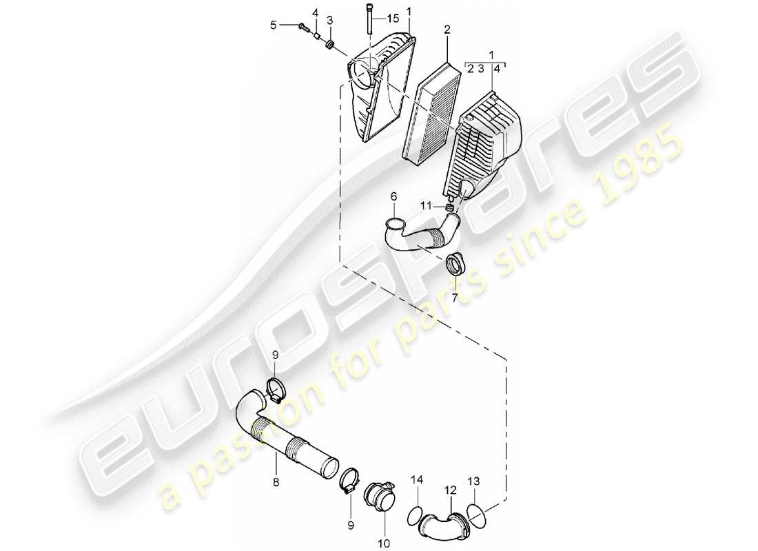 porsche 2004 (cayenne e1 9pa) luftfilter teilediagramm