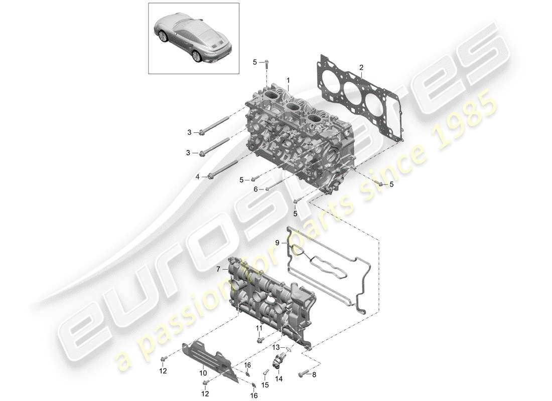 porsche 2016 (991-1 turbo) zylinderkopf teilediagramm